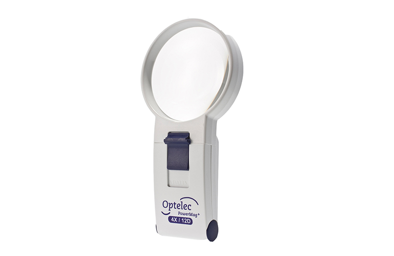 Optelec PowerMag+ Illuminated Pocket Magnifier 4X (12D), 70mm